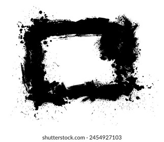 Abstractas objeto negro blot. Marco de grunge. dibujo a mano. No la IA. Ilustración vectorial.