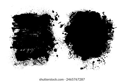 Abstract black blot object. Grunge frame. hand drawing. Not AI. Vector illustration.