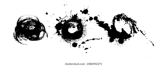 Abstraktes Black-Blot-Objekt. Grunge-Rahmen. Handzeichnung. Nicht KI. Vektorillustration.