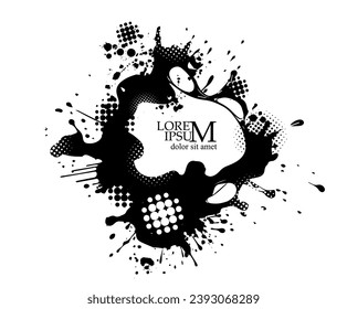 Abstract black blot object. hand drawing. Not AI, Vector illustration