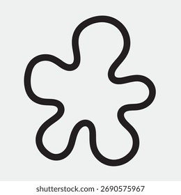 Abstract black blot with rounded edges on white background simple vector illustration of a liquid stain or ink spot, isolated on white background minimalist design