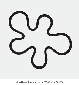 Mancha negra Abstractas con bordes redondeados sobre fondo blanco Ilustración vectorial simple de una mancha líquida o mancha de tinta, aislada sobre fondo blanco Diseño minimalista