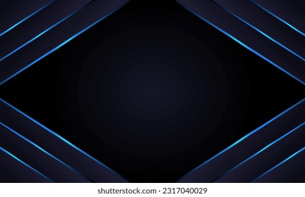 fondo negro y azul abstracto con líneas de resplandor azul y estilo de corte, fondo premium para banner, afiche y diseño gráfico