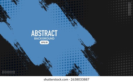 Abstract black and blue background with grunge and halftone texture background. Vector illustration