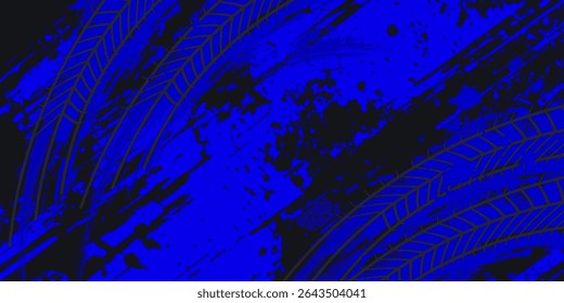 Abstract black and blue background with tire tracks.. vector illustration eps 10