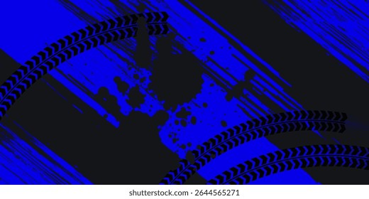 Abstract black and blue background with tire tracks.. vector illustration eps 10
