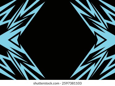 Abstract black and blue background with various sharp, zigzag and arrow pattern