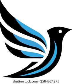 Abstract Black and Blue Bird Logo Design – Modern Flying Bird Symbol for Branding and Identity