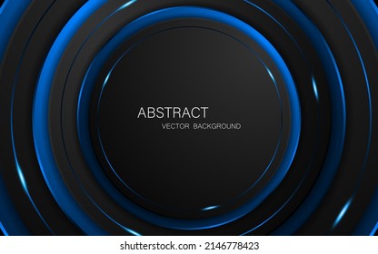 Abstract black and blue circle shapes with blue glow lines.

