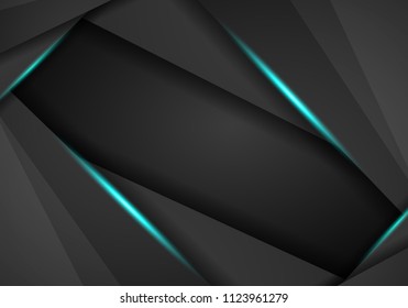 abstract black with blue frame template layout design tech concept background