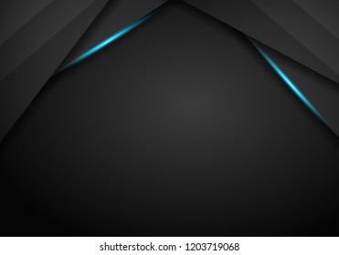 abstract black with Blue frame template layout design tech concept background