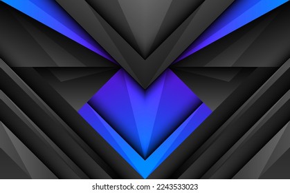 Abstract black and blue geometric shapes gaming banner background