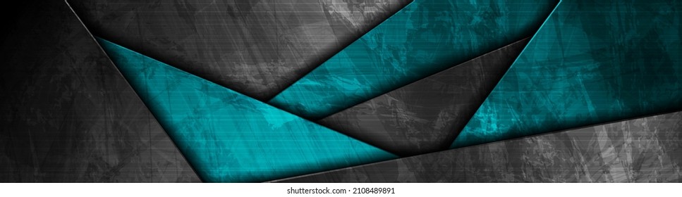 Abstract black and blue grunge corporate material texture background. Vector geometric banner design