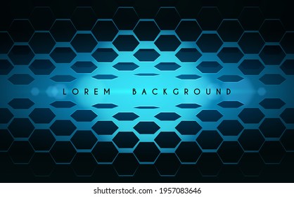 Abstract black and blue hexagonal background
