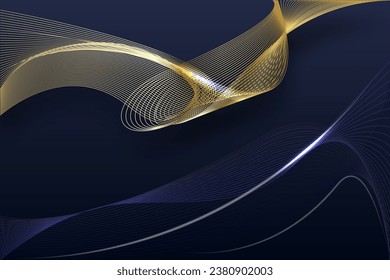 Abstract black blue line arts background luxury white gold Modern