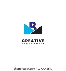abstract black and blue modern B logotype design concept.
