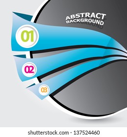 Abstract black and blue modern circle background with origami paper ribbon. Vector modern Speech bubble. Vector abstract background for website or cover design.