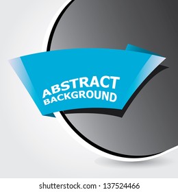 Abstract black and blue modern circle background with origami paper ribbon. Vector modern Speech bubble. Vector abstract background for website or cover design.