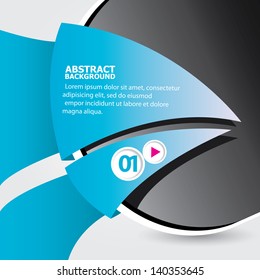 Abstract black and blue modern circle background with origami paper ribbon. Vector modern Speech bubble. Vector abstract background for website or cover design.