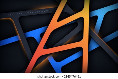 Resumen del fondo de la línea de la cota de gradiente negro y azul naranja. vector eps10