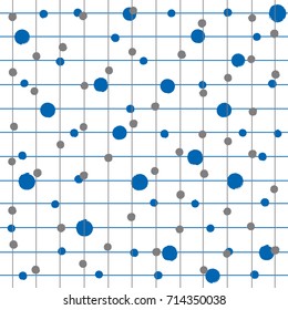 Abstract black and blue pattern round and dots blot line