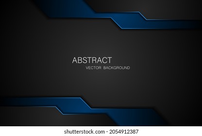 Abstract black and blue polyhedron with modern blue lines on black background with free space for design. modern technology innovation concept background