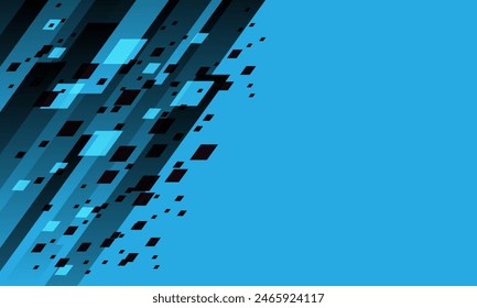 Abstract black blue square geometric dynamic with blank space design modern creative background vector illustration.