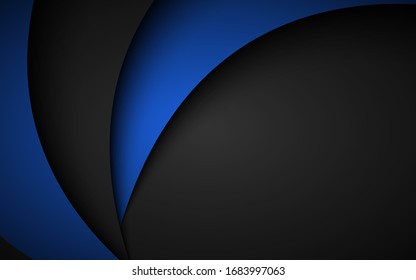 Abstract black and blue wavy background. Modern corporate desing. Overlap sheets of paper