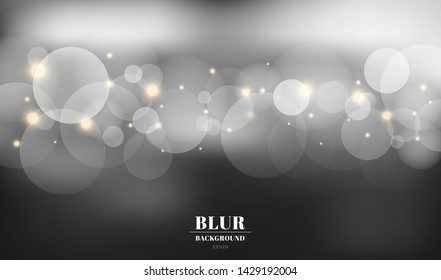 Abstract black blurred background with bokeh and gold sparkles. You can use for card, flyer, invitation, placard, voucher. Vector illustration