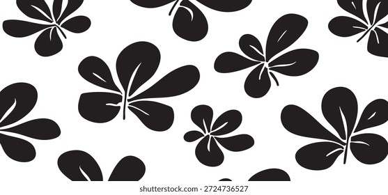 abstrato preto padrão de folhas botânicas