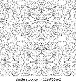 Abstract black Branches with  leaves  pattern on white  background. 