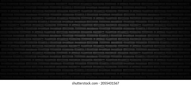 Abstract black brick texture wall background. Vector illustration.