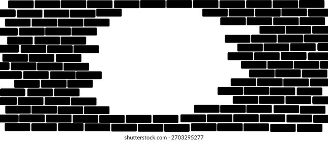 Abstractas diseño de agujero de pared de ladrillo negro. 
