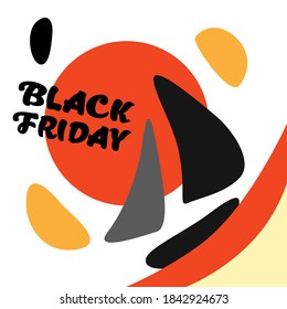 Abstract black briday banner on white backdrop. World biggest sale poster for invitation or gift card, notebook, bath tile, scrapbook Phone case or cloth print Doodle style stock vector illustration