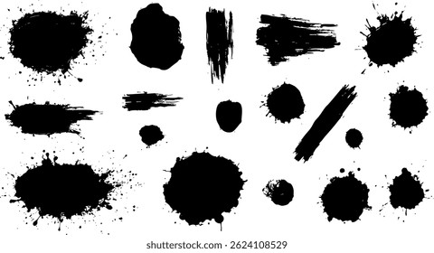 Abstrato Preto brish set Pintura traços para desenhos de fundos artísticos