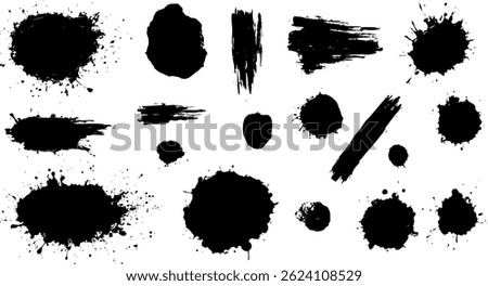 Abstract Black brish set Paint Strokes for Artistic Backgrounds Designs