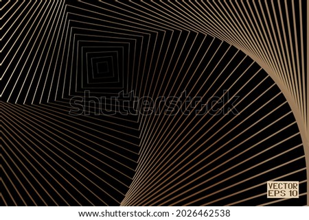 Abstract Black and Brown Pattern with Stairs. Spiral Textured Tunnel. Geometric Psychedelic Background. Vector. 3D Illustration