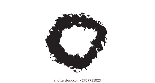 Círculo negro Abstractas del movimiento del cepillo con los bordes ásperos en blanco Bac