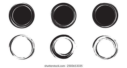 Abstract black brush stroke circles with creative design eps 10