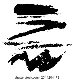 Abstract black brush stroke ,gruge brushstroke freehand ink decor.Black and white engraved ink art. Isolated ink brush stripe illustration element