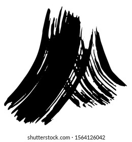 Abstract black brush stroke. Grunge brushstroke freehand ink decor. Black and white engraved ink art. Isolated ink brush stripe illustration element.