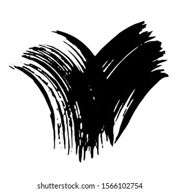 Abstract black brush stroke. Grunge brushstroke freehand ink decor. Black and white engraved ink art. Isolated ink brush stripe illustration element.