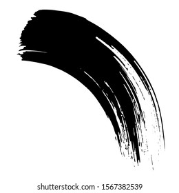 Abstract black brush stroke. Grunge brushstroke freehand ink decor. Black and white engraved ink art. Isolated ink brush stripe illustration element.