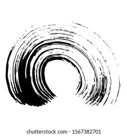 Abstract black brush stroke. Grunge brushstroke freehand ink decor. Black and white engraved ink art. Isolated ink brush stripe illustration element.