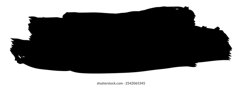 Pincelada negra Abstractas. El trazo de pincel tiene un borde áspero y texturizado. Pincel de insignia Grunge, dibujado a mano. Ilustración vectorial