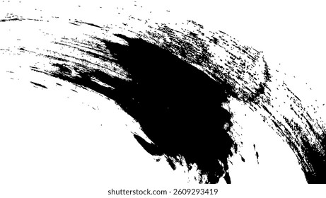 Abstract Black Brush Stroke on White Background