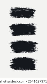 Abstract black brush stroke set