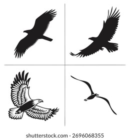 Abstract black brush stroke silhouettes with a dynamic, artistic feel, perfect for graphic design elements and textures.