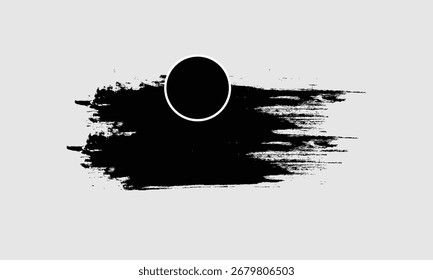 Carrera de cepillo negro Abstractas con superposición de círculo blanco sobre fondo gris