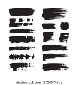 Abstrato preto pincelada traçados coleção texturas artísticas e elementos de design gráfico